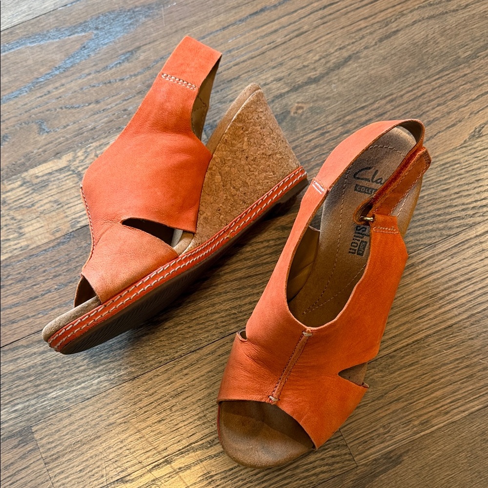 Clarks Orange Wedges